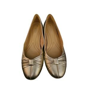 Naturalizer sz 10.5 gold ballet flats bow SH477
